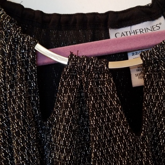 Catherines 2X 3/4 sleeve black and silver top - Picture 2 of 4